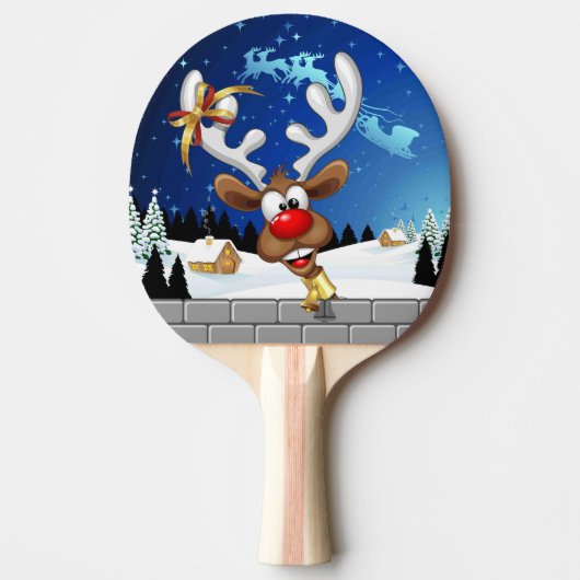 Grappig rendier glurend Kerstmeme Tafeltennisbatje (Voorkant)