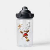 Grappig rendier glurend Kerstmeme Waterfles (Achterkant)