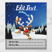 Grappig rendier glurend Kerstmeme Wijn Etiket (Enkel label)