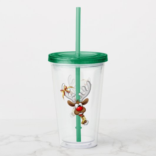 Grappig rendier gluurt Kerstmis meme Acryl Drinkbeker (Voorkant)
