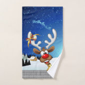 Grappig rendier gluurt Kerstmis meme Bad Handdoek (Handdoek)