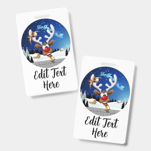 Grappig rendier gluurt Kerstmis meme Badge (Voor- en achterkant)