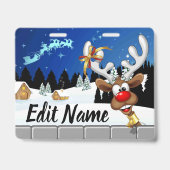 Grappig rendier gluurt Kerstmis meme Badge (Voorzijde)