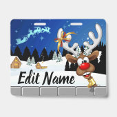 Grappig rendier gluurt Kerstmis meme Badge (Achterkant)