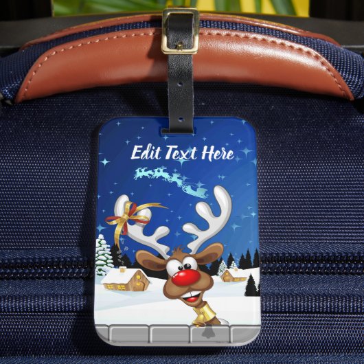 Grappig rendier gluurt Kerstmis meme Bagagelabel (Voorkant Insitu 2)
