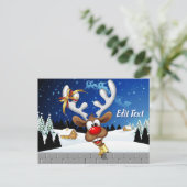 Grappig rendier gluurt Kerstmis meme Briefkaart (Staand voorkant)