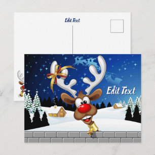 Grappig rendier gluurt Kerstmis meme Briefkaart