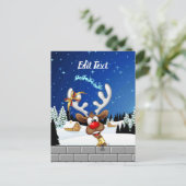 Grappig rendier gluurt Kerstmis meme Briefkaart (Staand voorkant)