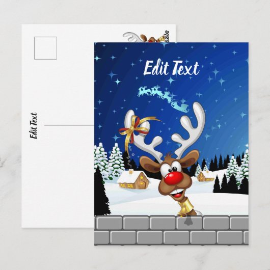 Grappig rendier gluurt Kerstmis meme Briefkaart (Voorkant / Achterkant)