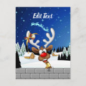 Grappig rendier gluurt Kerstmis meme Briefkaart (Voorkant)