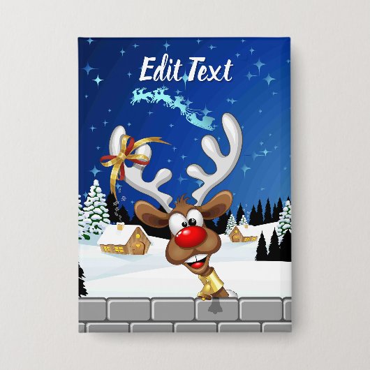 Grappig rendier gluurt Kerstmis meme Button (Voorkant)