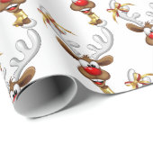 Grappig rendier gluurt Kerstmis meme Cadeaupapier (Rol Hoek)