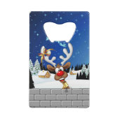 Grappig rendier gluurt Kerstmis meme Creditkaart Flessenopener (Achterkant)