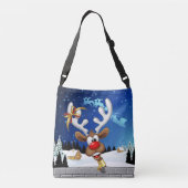 Grappig rendier gluurt Kerstmis meme Crossbody Tas (Achterkant)