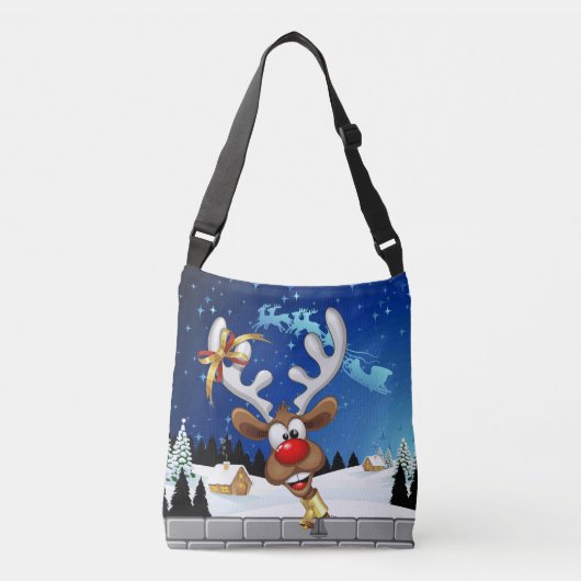 Grappig rendier gluurt Kerstmis meme Crossbody Tas (Voorkant)