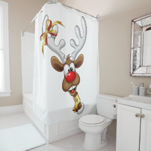 Grappig rendier gluurt Kerstmis meme Douchegordijn