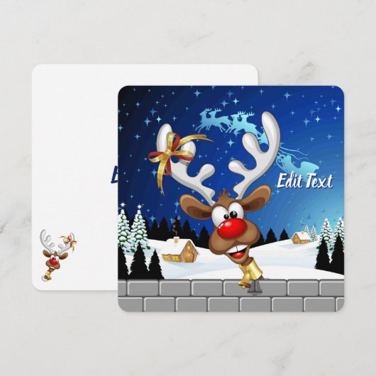 Grappig rendier gluurt Kerstmis meme Feestdagenkaart (Voorkant / Achterkant)