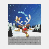 Grappig rendier gluurt Kerstmis meme Fleece Deken (Voorkant)