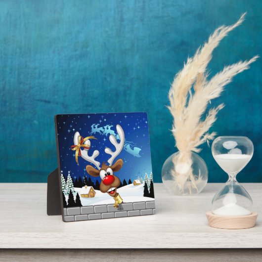 Grappig rendier gluurt Kerstmis meme Fotoplaat (Insitu)