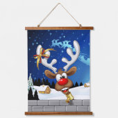 Grappig rendier gluurt Kerstmis meme Hangend Wandkleed (Voorkant)