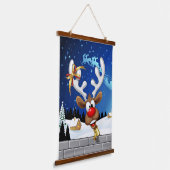 Grappig rendier gluurt Kerstmis meme Hangend Wandkleed (Gebogen)