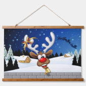 Grappig rendier gluurt Kerstmis meme Hangend Wandkleed (Voorkant)