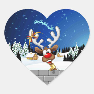 Grappig rendier gluurt Kerstmis meme Hart Sticker