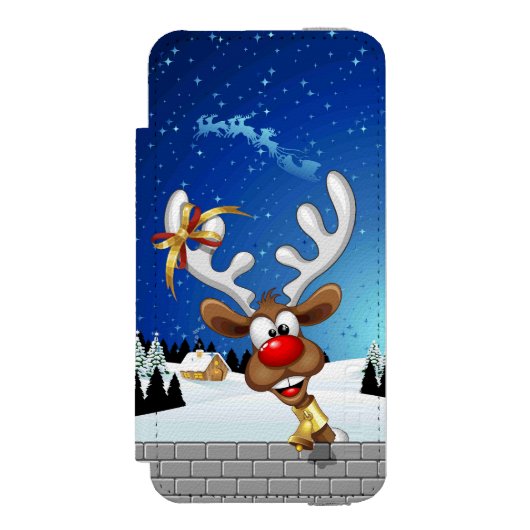 Grappig rendier gluurt Kerstmis meme Incipio iPhone Portemonnee Hoesje (Voorkant Agenda)