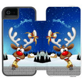Grappig rendier gluurt Kerstmis meme Incipio iPhone Portemonnee Hoesje (Agenda Open)