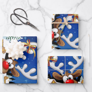 Grappig rendier gluurt Kerstmis meme Inpakpapier Vel