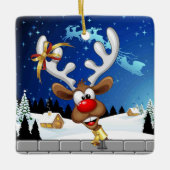 Grappig rendier gluurt Kerstmis meme Keramisch Ornament (Voorkant)