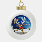 Grappig rendier gluurt Kerstmis meme Keramische Bal Ornament (Voorkant)