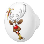 Grappig rendier gluurt Kerstmis meme Keramische Knop (Rechts)