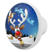 Grappig rendier gluurt Kerstmis meme Keramische Knop (Rechts)