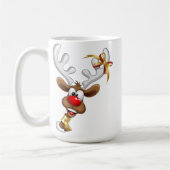 Grappig rendier gluurt Kerstmis meme Koffiemok (Links)