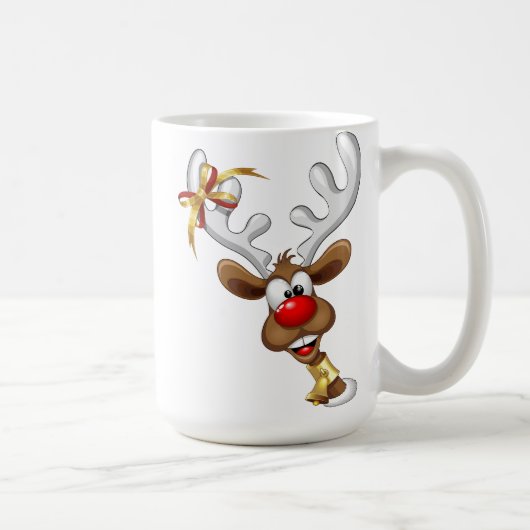 Grappig rendier gluurt Kerstmis meme Koffiemok (Rechts)