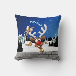 Grappig rendier gluurt Kerstmis meme Kussen