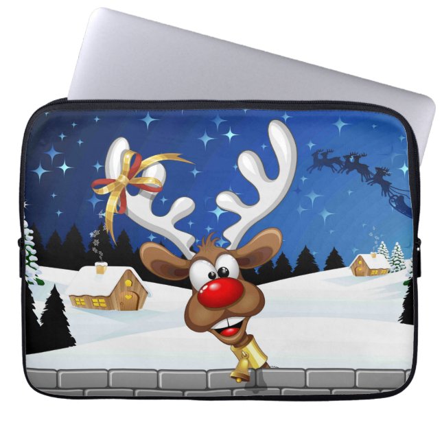 Grappig rendier gluurt Kerstmis meme Laptop Sleeve (Voorkant)