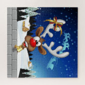 Grappig rendier gluurt Kerstmis meme Legpuzzel (Horizontaal)