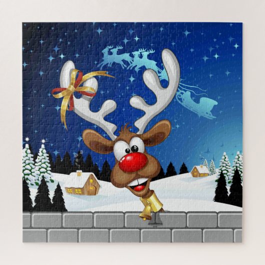 Grappig rendier gluurt Kerstmis meme Legpuzzel (Verticaal)