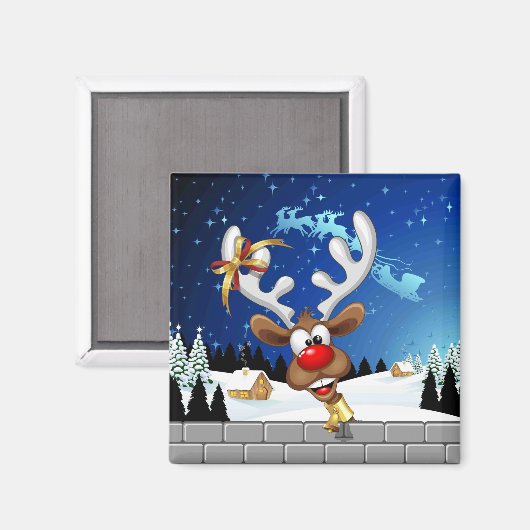 Grappig rendier gluurt Kerstmis meme Magneet (Voorkant / Achterkant)