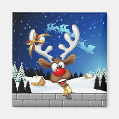 Grappig rendier gluurt Kerstmis meme Magneet (Voorkant)