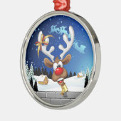 Grappig rendier gluurt Kerstmis meme Metalen Ornament (Links)