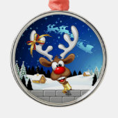Grappig rendier gluurt Kerstmis meme Metalen Ornament (Voorkant)