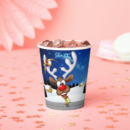 Grappig rendier gluurt Kerstmis meme Papieren Bekers (Insitu)