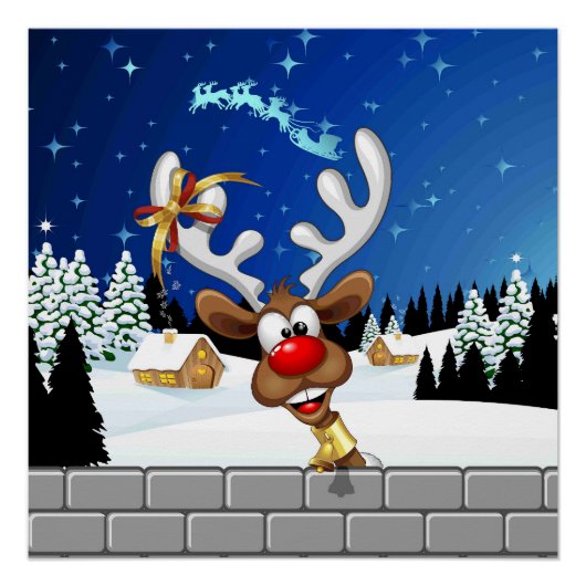 Grappig rendier gluurt Kerstmis meme Perfect Poster (Voorkant)