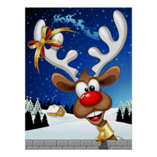 Grappig rendier gluurt Kerstmis meme Perfect Poster