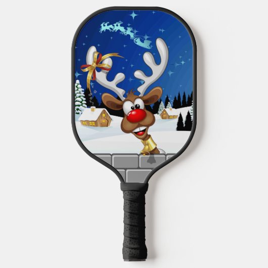 Grappig rendier gluurt Kerstmis meme Pickleball Paddle (Voorkant)