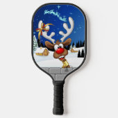 Grappig rendier gluurt Kerstmis meme Pickleball Paddle (Achterkant)