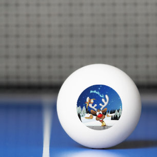 Grappig rendier gluurt Kerstmis meme Pingpongbal